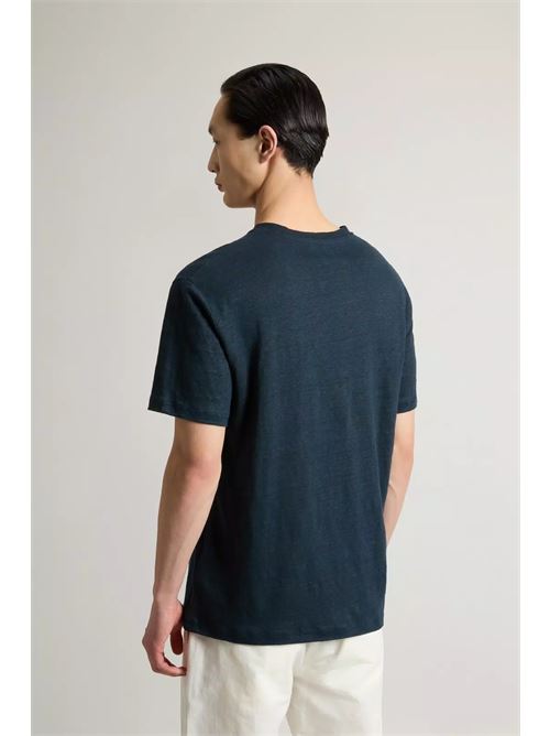 T-shirt in puro lino con logo ricamato WOOLRICH | CFWOTE0165MRUT4095.3989
